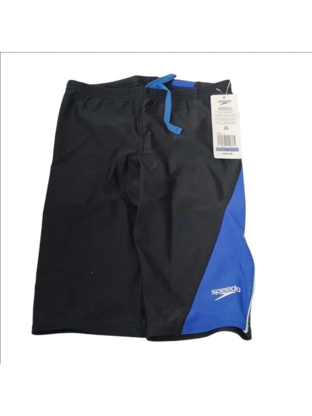 Speedo Black and Blue Swim Trunks Revolve Jammer, Size 26